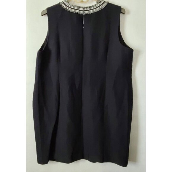 Talbots Plus Petite V Neck Shift Dress 22WP Black Fringe Sleeveless Lined NWT - Picture 3 of 10
